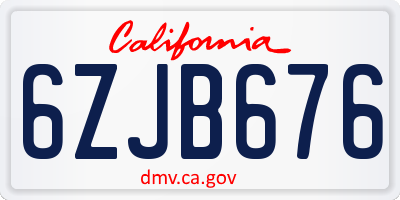 CA license plate 6ZJB676