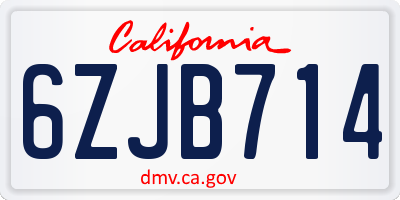 CA license plate 6ZJB714