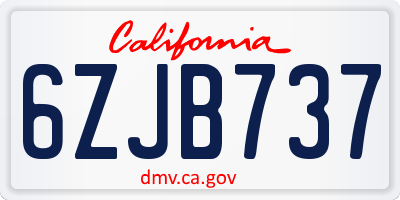 CA license plate 6ZJB737