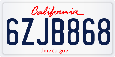 CA license plate 6ZJB868