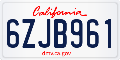 CA license plate 6ZJB961