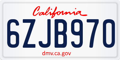 CA license plate 6ZJB970