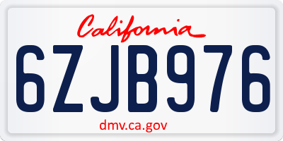 CA license plate 6ZJB976