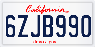 CA license plate 6ZJB990