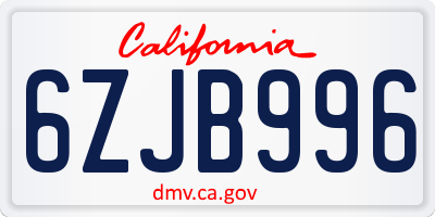 CA license plate 6ZJB996