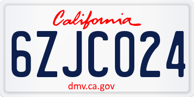 CA license plate 6ZJC024