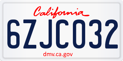 CA license plate 6ZJC032