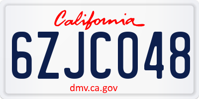 CA license plate 6ZJC048