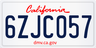CA license plate 6ZJC057