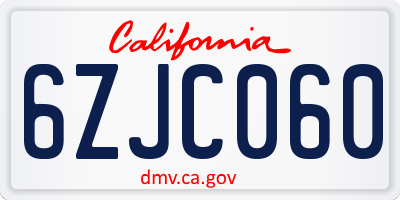 CA license plate 6ZJC060
