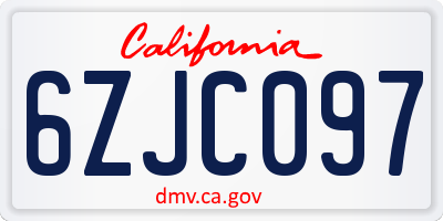 CA license plate 6ZJC097