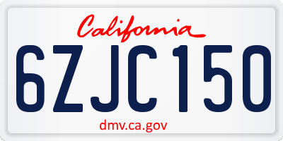 CA license plate 6ZJC150