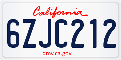 CA license plate 6ZJC212