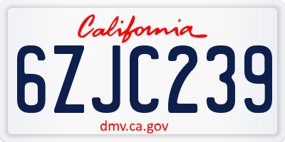 CA license plate 6ZJC239
