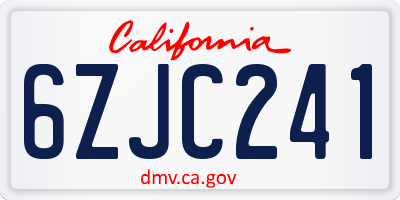 CA license plate 6ZJC241