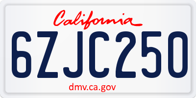 CA license plate 6ZJC250