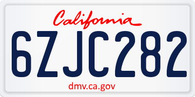 CA license plate 6ZJC282