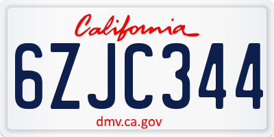 CA license plate 6ZJC344