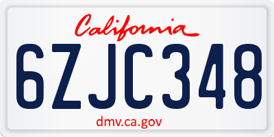 CA license plate 6ZJC348