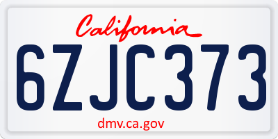 CA license plate 6ZJC373