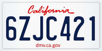 CA license plate 6ZJC421