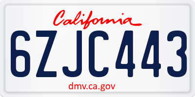 CA license plate 6ZJC443
