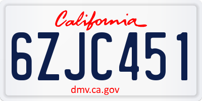 CA license plate 6ZJC451