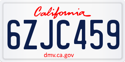 CA license plate 6ZJC459