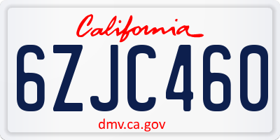 CA license plate 6ZJC460