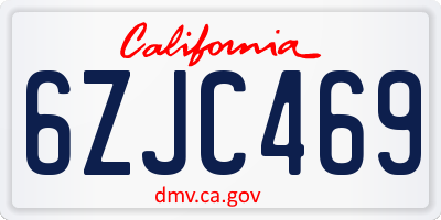 CA license plate 6ZJC469