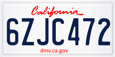 CA license plate 6ZJC472