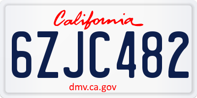 CA license plate 6ZJC482