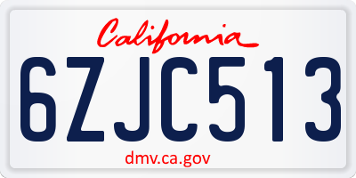CA license plate 6ZJC513