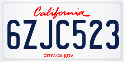 CA license plate 6ZJC523