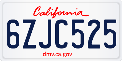 CA license plate 6ZJC525