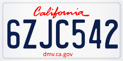 CA license plate 6ZJC542