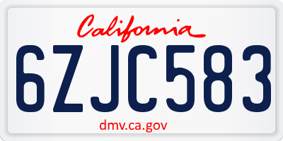 CA license plate 6ZJC583