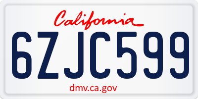 CA license plate 6ZJC599