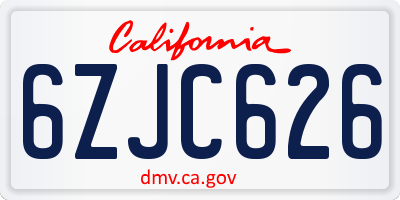 CA license plate 6ZJC626