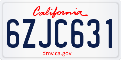 CA license plate 6ZJC631