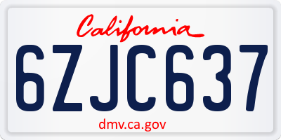 CA license plate 6ZJC637