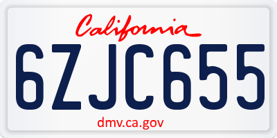 CA license plate 6ZJC655