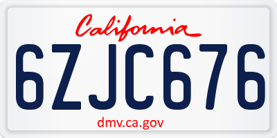 CA license plate 6ZJC676