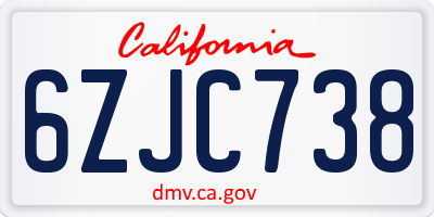 CA license plate 6ZJC738