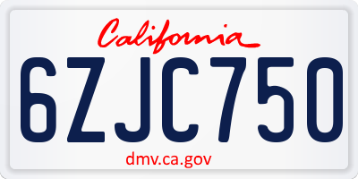 CA license plate 6ZJC750