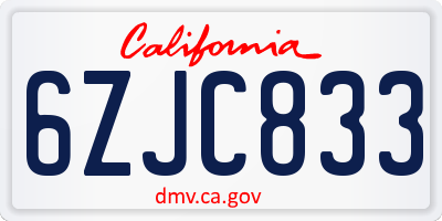 CA license plate 6ZJC833