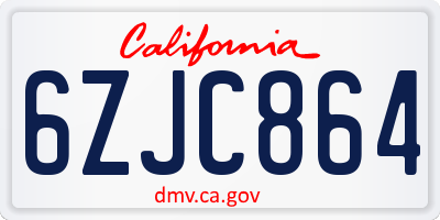 CA license plate 6ZJC864