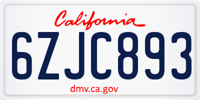 CA license plate 6ZJC893