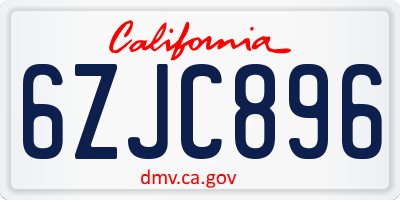 CA license plate 6ZJC896