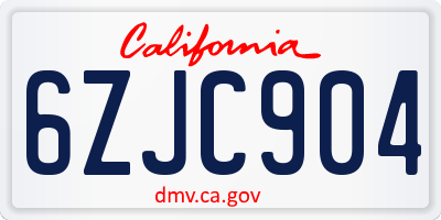 CA license plate 6ZJC904
